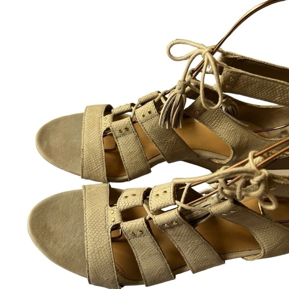 UGG Yasmin Horchata Snake Embossed Leather Tie/Tassel Wedges/Sandals-Women’s 10 - Picture 11 of 13